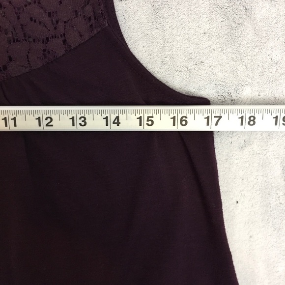 Eclipse Sleeveless Babydoll Top Womens Medium Plum Purple Eyelet Lace Split Back - Picture 5 of 9